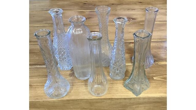 Vase Clear Glass Mixed 9-12 Inches Tall